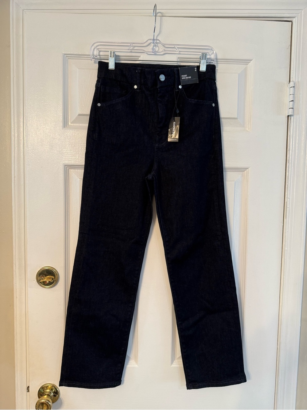 Express Classic High-Rise Straight Leg Jeans — Dark Blue